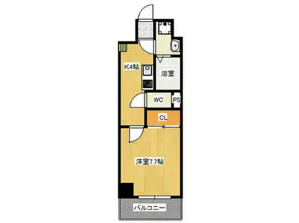 ベラカーササウス(1K/9階)の間取り写真