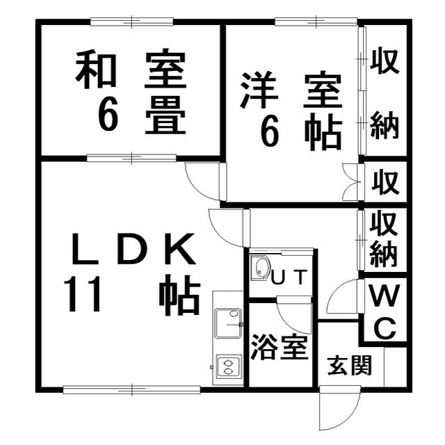 クリスタルマンション(2LDK/1階)の間取り写真