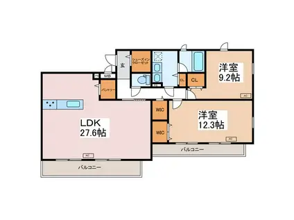 THE CREST(2LDK/4階)の間取り写真