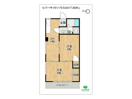 リバーサイドハウス201(2DK/2階)の間取り写真