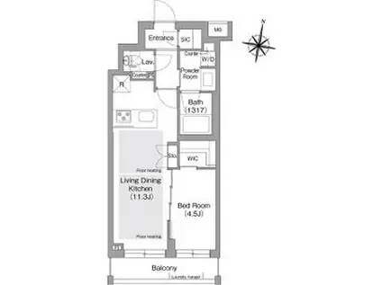 コンフォリア・リヴ東中野(1LDK/2階)の間取り写真