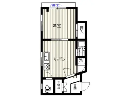 メゾン野村(1DK/2階)の間取り写真