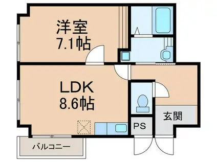 カームコーポ(1LDK/2階)の間取り写真