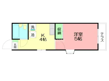 プラーズ城南 B棟(1K/2階)の間取り写真