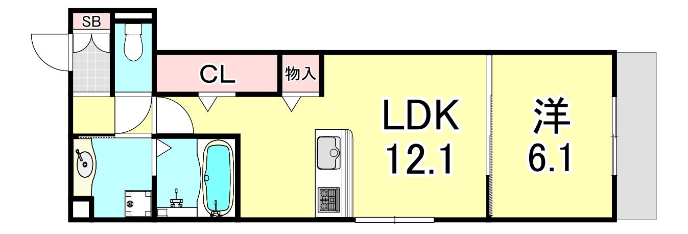 ヴェラ ロホ(1LDK/1階)の間取り写真