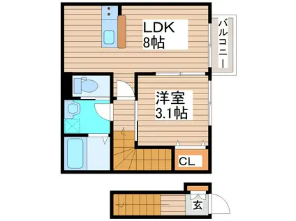 ミルエーラ荒井II(1LDK/2階)の間取り写真