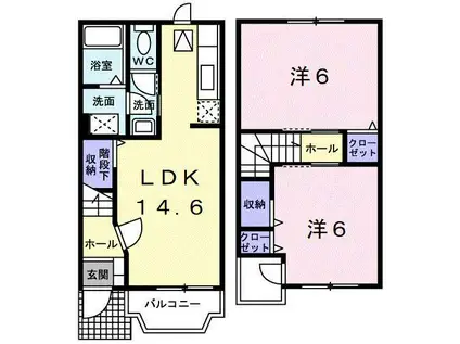 パミドーリII(2LDK/1階)の間取り写真