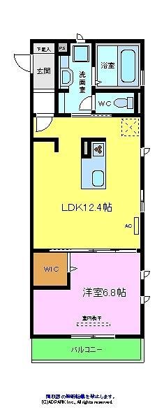 ムーラン ア ヴァン B棟(1LDK/3階)の間取り写真