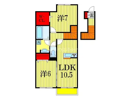 キャトルセゾン伊藤 I(2LDK/2階)の間取り写真