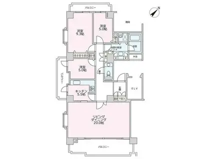 パークハウス多摩川北四番館(3LDK/6階)の間取り写真