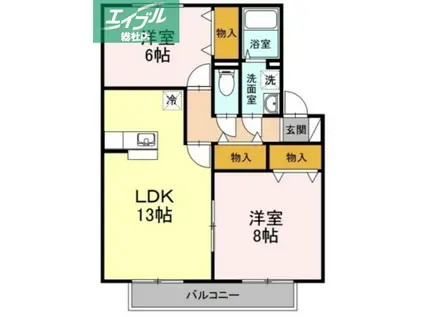 ボナールII(2LDK/2階)の間取り写真