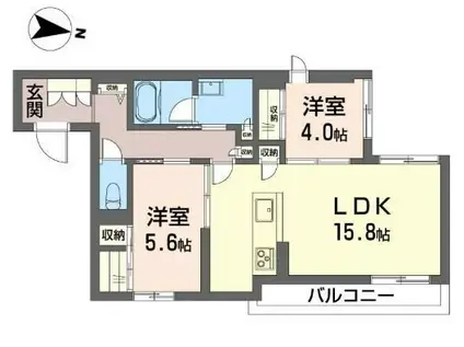 クオリスタ元町(2LDK/2階)の間取り写真