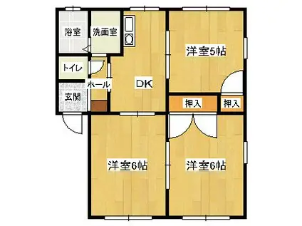 エルフローラC(3DK/1階)の間取り写真