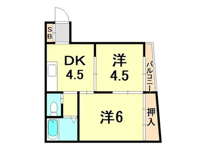 平野マンション(2K/2階)の間取り写真