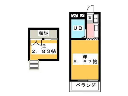 ベルハイム国分寺(1K/1階)の間取り写真