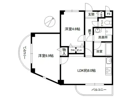 イスズベル高田(2LDK/5階)の間取り写真