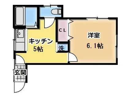 アマリア落合(1DK/2階)の間取り写真