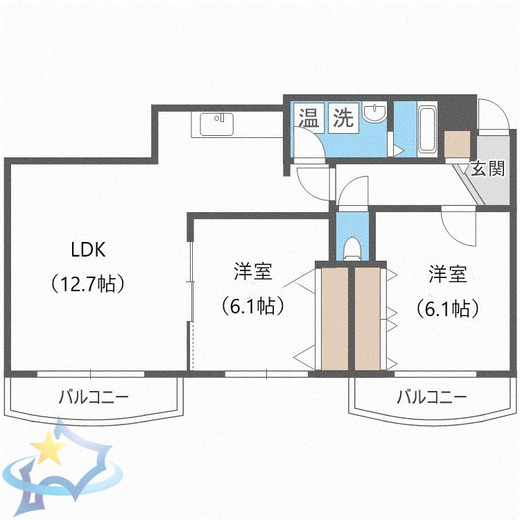 CABIN25(2LDK/3階)の間取り写真
