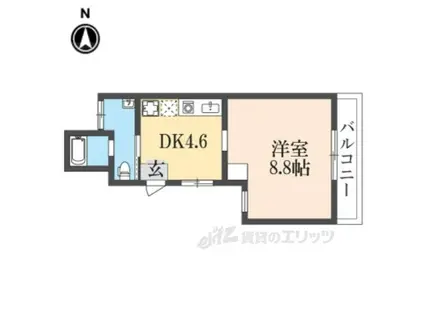 ビオス京都西陣アヤナス(1DK/2階)の間取り写真