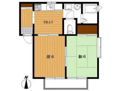 リーベンフルスII(2DK/1階)の間取り写真