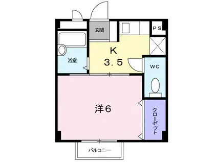 ユニ・メゾン(1K/2階)の間取り写真