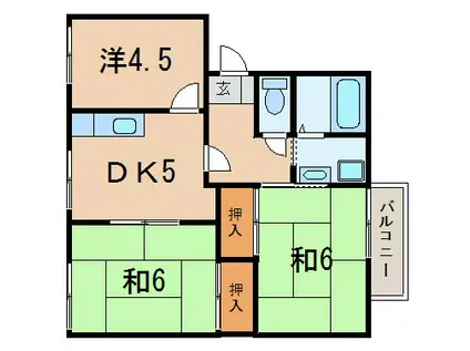 オンフルール(3DK/2階)の間取り写真