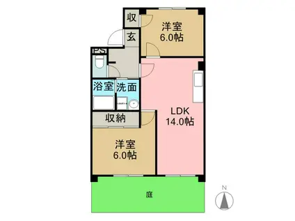 メゾンドール小島(2LDK/1階)の間取り写真