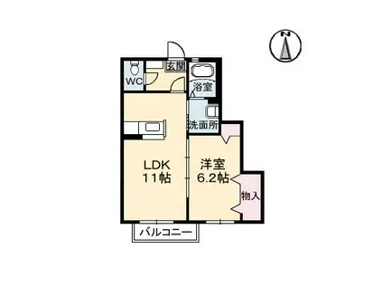 幡生SHM サンヒルズコート(1LDK/2階)の間取り写真