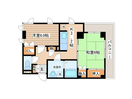 レオンヒル長町(2K/4階)の間取り写真