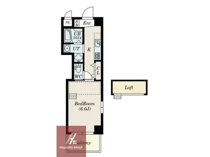 B.SHADE(1K/8階)の間取り写真