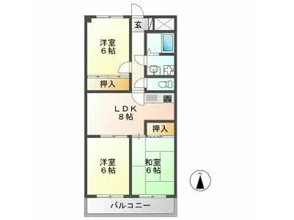 クレール神明(3DK/3階)の間取り写真