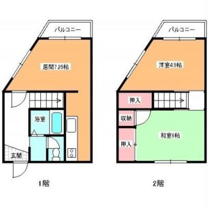 コートハウス的場(2DK/2階)の間取り写真