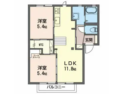 アサナアルカディア(2LDK/1階)の間取り写真