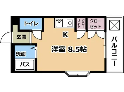 グランドハイツ柴原 D棟(ワンルーム/1階)の間取り写真