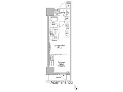 ザ・パークハビオ日本橋茅場町(1DK/3階)の間取り写真