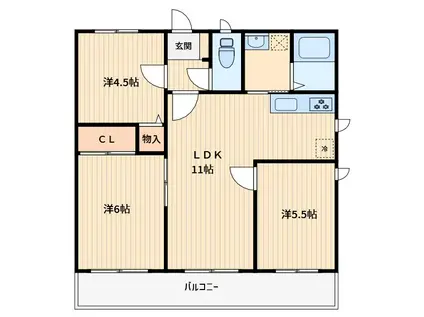サングレイスIM(3LDK/2階)の間取り写真