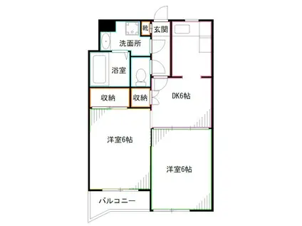 ウェンゲン中落合(2DK/2階)の間取り写真