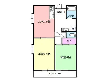パース湊川(2LDK/1階)の間取り写真