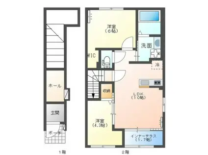 HALE ELUEKO(2LDK/2階)の間取り写真