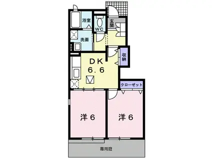 リアン・ファミーユ(2DK/1階)の間取り写真