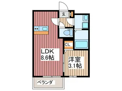 BESTSTAGE草加氷川町IV(1LDK/2階)の間取り写真