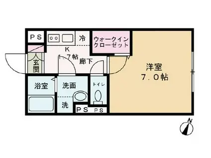 エルファーロ笹塚II(1K/1階)の間取り写真