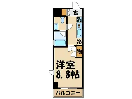 シティーコート府中(1K/1階)の間取り写真