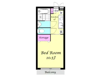 プリムヴェール(1K/1階)の間取り写真