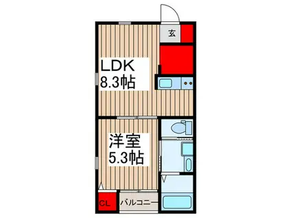 COSMO VILLA KASUKABE(1LDK/1階)の間取り写真