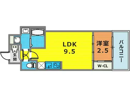 セレニテ三宮リアン(1LDK/3階)の間取り写真