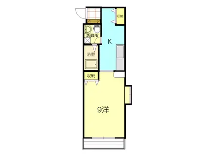 ＪＲ山口線 湯田温泉駅 徒歩3分 5階建 築26年(ワンルーム/2階)の間取り写真