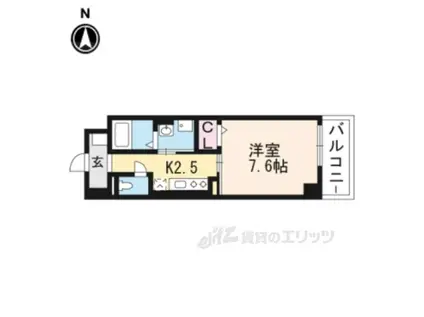 フレグランスヴィレッジ京田辺I(1K/2階)の間取り写真