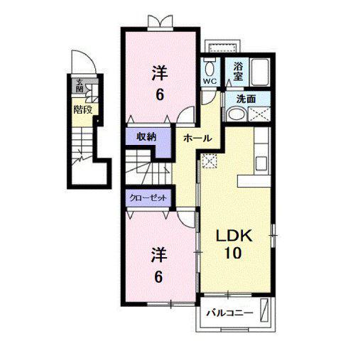 ヴィラマルガリーダ(2LDK/2階)の間取り写真