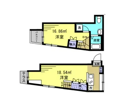 KS新船橋(1LDK/1階)の間取り写真